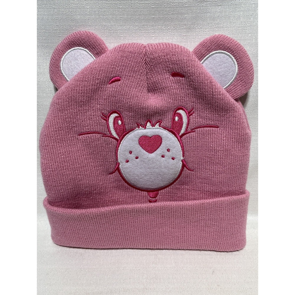 Pink Heart Nose Care Bears Cheer Bear Beanie Hat Adult Clean Valentine